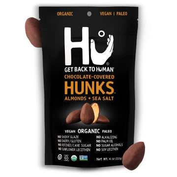 Hu Hunks Vegan Chocolate Covered Almonds With Sea Salt | 2 Pack | Non-Gmo, Gluten Free, Paleo, Organic Dark Chocolate