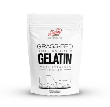 HEARTHY FOODS Beef Gelatin Powder, Unflavored, Keto & Paleo Friendly, 16 oz, Grass-Fed, Halal, Non-GMO, Kosher