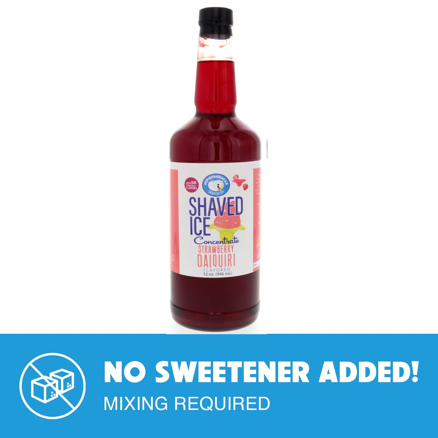 Hypothermias Shaved Ice Syrup - Strawberry Daiquiri - Unsweetened Concentrate - 32 Fl Oz (Makes 8 Gallons)