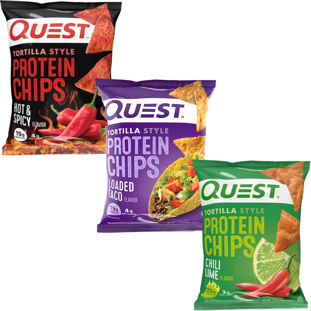 9 Pack Flavor Sampler - Quest Nutrition Tortilla Style Protein Chips, Variety Pack With Usa-Supply Magnetic Chip Clip