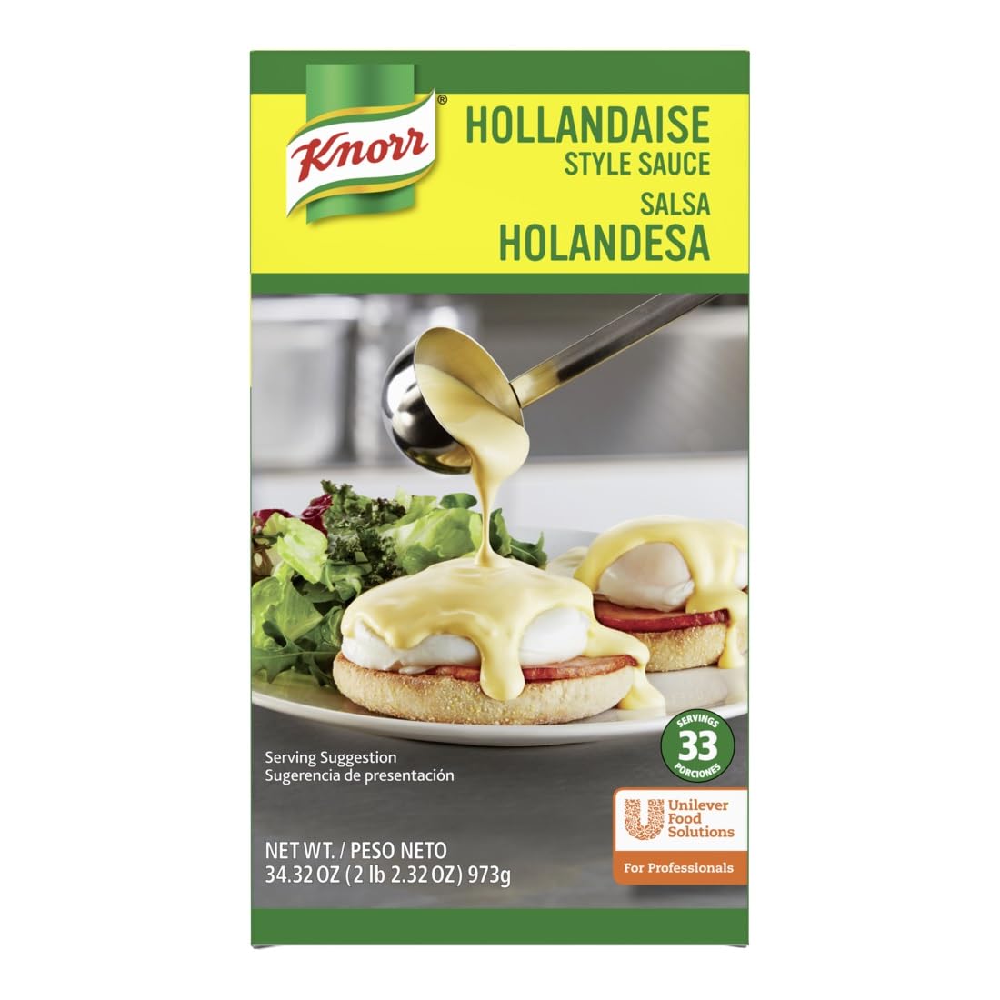 Knorr Professional Liquid Hollandaise Sauce Vegetarian, Ready to Use - Just Pour, Heat and Serve, 34.32 oz, Pack of 6