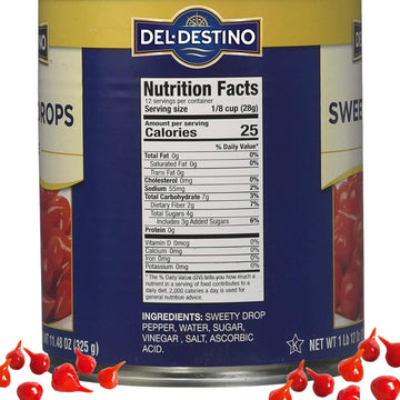 Del Destino Red Sweety Drop Miniature Peppers Tin, 28 Oz, 1.75 lb Pack