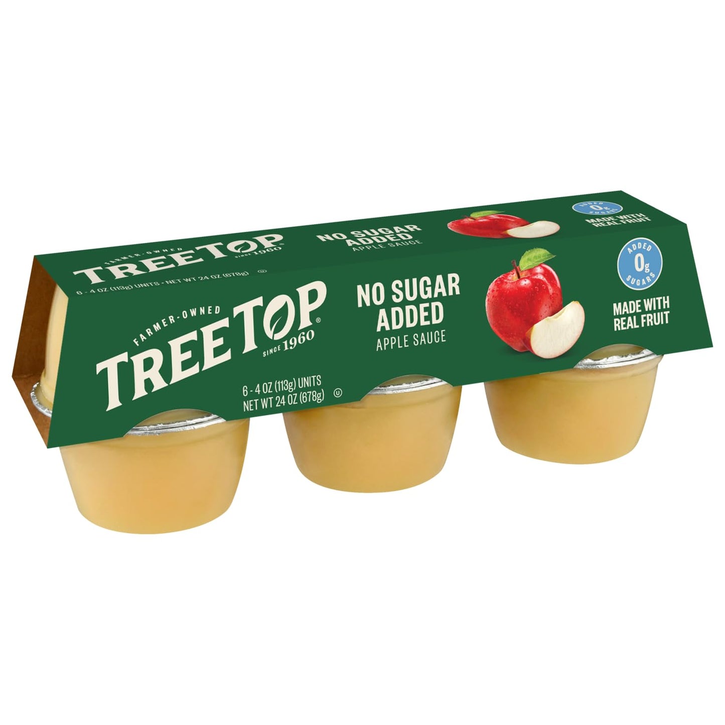 Tree Top No Sugar Added Organic Apple Sauce, 6 Count (Pack of 1)