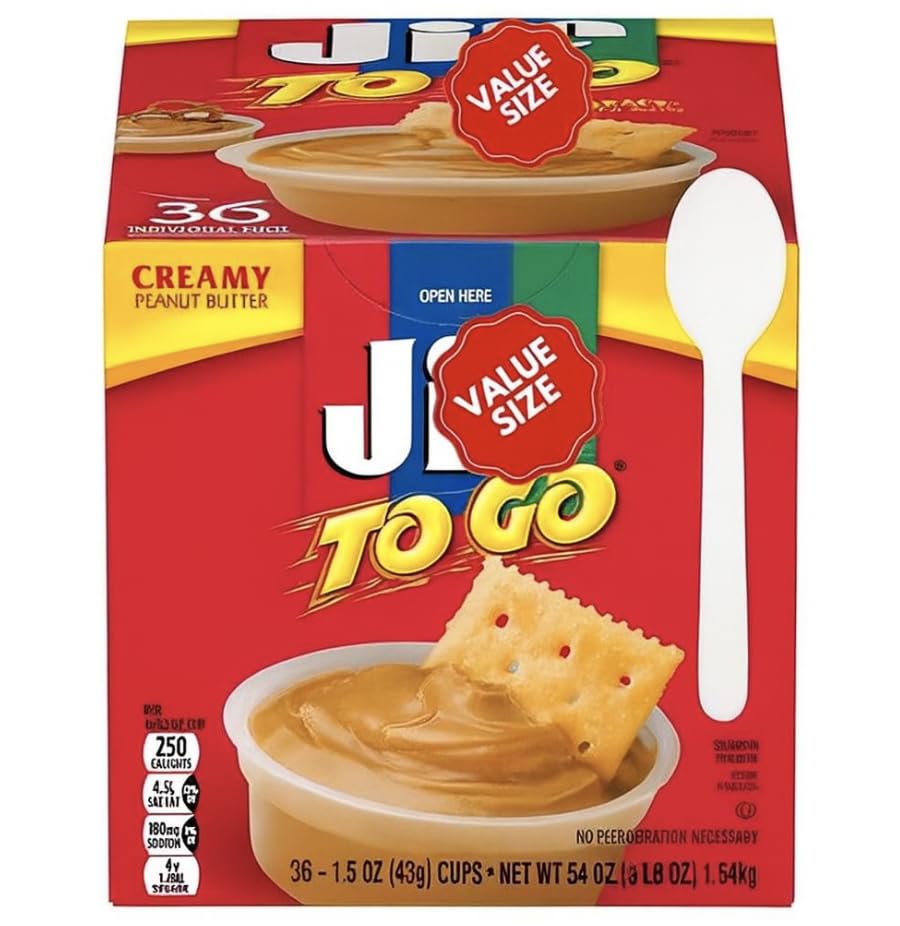 Jiff-To-Go - 36 Count Creamy Peanut Butter, Organic, w/a Spoon
