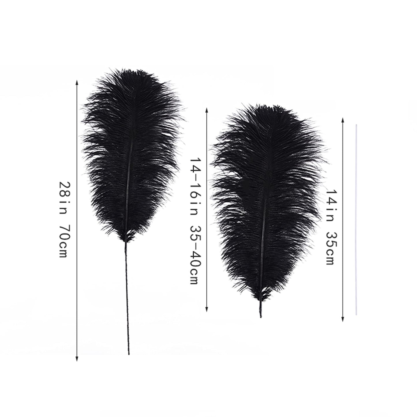 Ballinger Black Ostrich Feathers Bulk - Making Kit 10Pcs 28Inch Large Ostrich Feathers For Floral Arrangement, Vase, Wedding Par