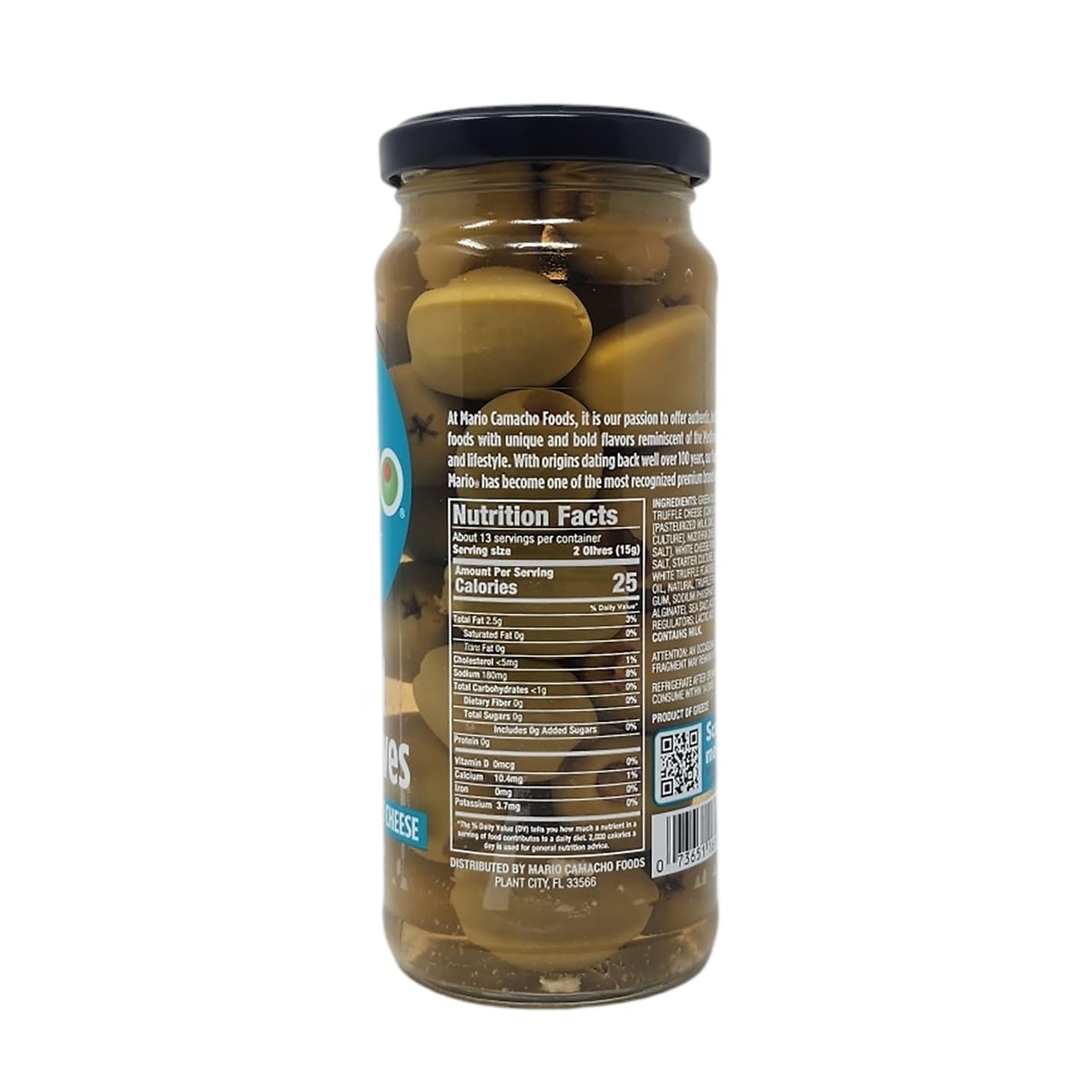 Mario Stuffed Green Olives with Creamy Truffle Cheese  7 Ounce (Pack of 6)