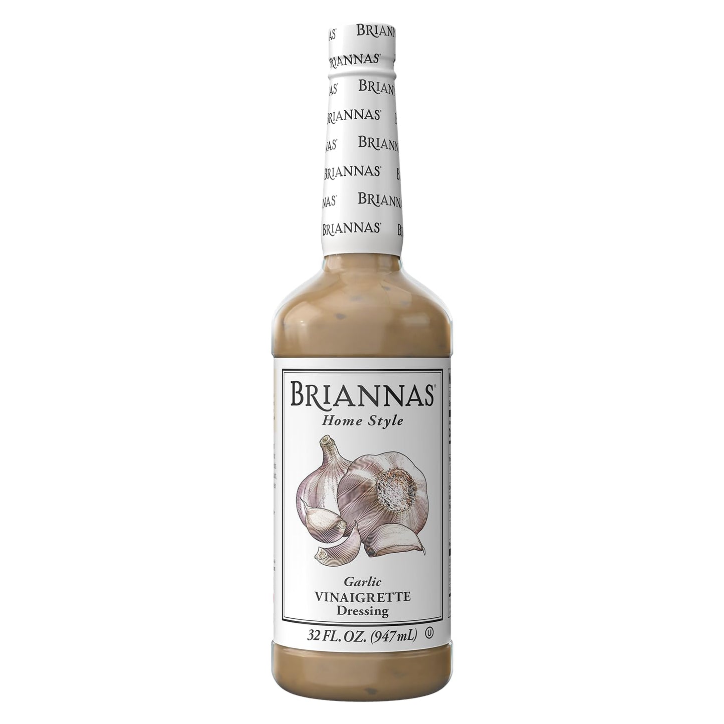 BRIANNAS Garlic Vinaigrette Dressing - Gluten Free, Vegan - 32 oz. Bottle