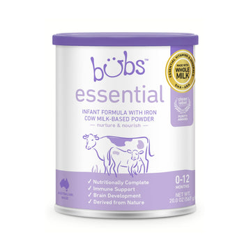 Bubs Essential Infant Formula, With Iron, Cow Milk-Based Powder, For Infants 0-12 Months, Made With Non-Gmo Milk, 20 Oz