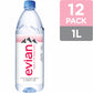 Evian Natural Spring Water, 1 L Bottle, 12 Pack