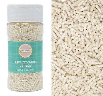 Mystic Sprinkles Pearlized White Jimmies 3oz Bottle