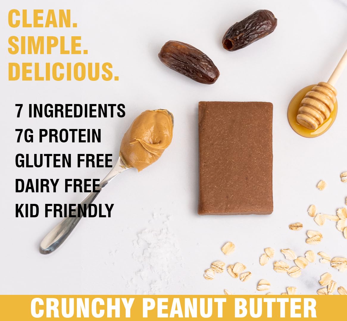 KiZE Energy Bars - Crunchy Peanut Butter - Gluten Free, Dairy Free, High Protein - 10 Count