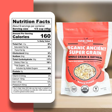 Farm To Table Foods Organic Oatmeal Variety Pack - High-Protein, Plant-Based, Unsweetened, Non-Gmo - 3-Pack (Apple Raisin, Whole