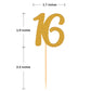 Donoter 50Pcs 16Th Cupcake Toppers Gold Glitter Number 16 Cake Picks For Birthday Anniversary Party Decoration