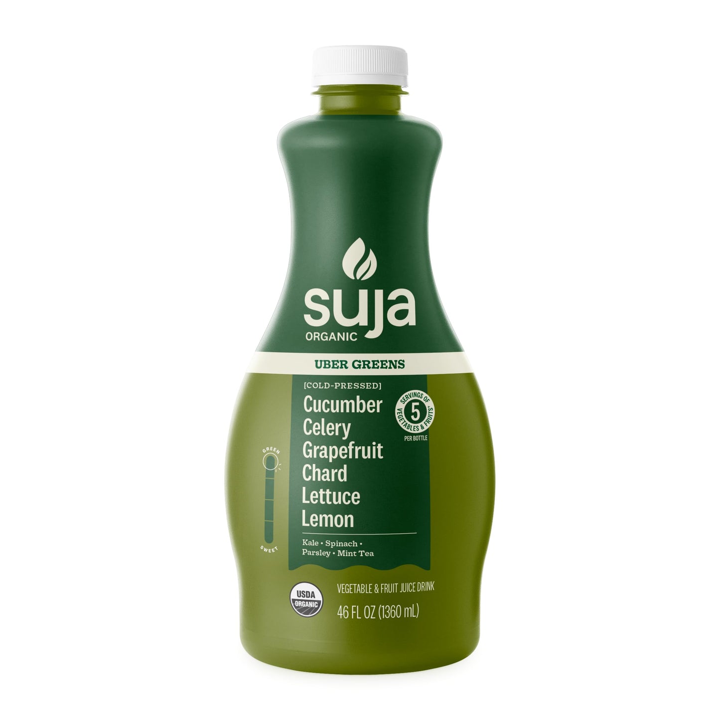 Suja Organic Cold-Pressed Uber Greens, Green Juice full of Leafy Green Cucumber, Celery, Chard, Lettuce, Kale & Grapefruit, Vega