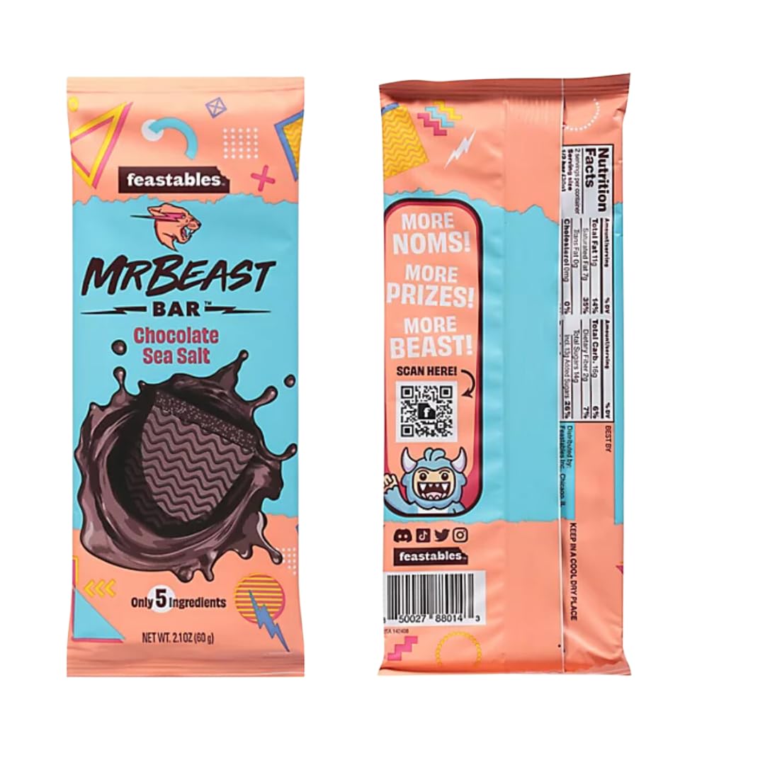 Feastables Mr Beast Chocolate Bars - New Deez Nuts Peanut Butter Crunch Chocolate, Milk Chocolate, Original Chocolate, Milk Choc