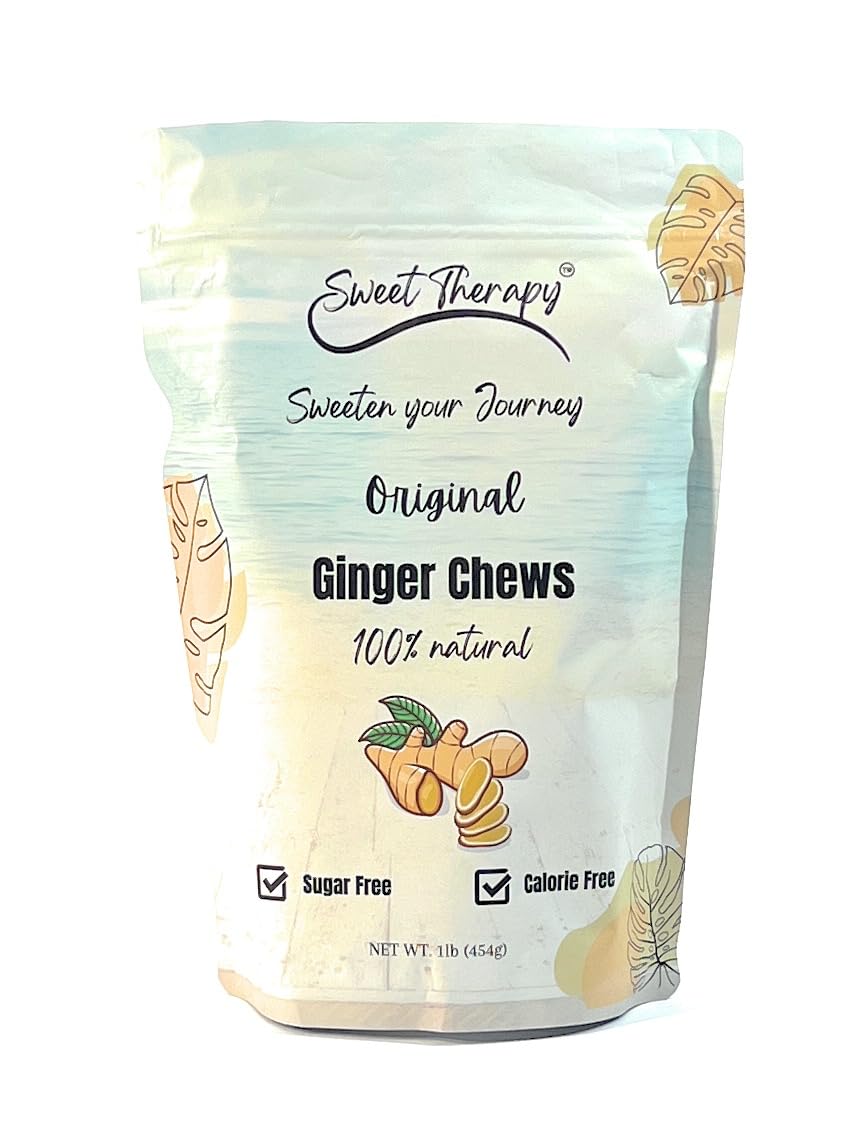 Sweet Therapy Delicious Ginger Chews Sugar Free - Sugar Free Ginger Candy - Sugar Free Candy -Sugar Free Snacks -Zero Sugar Candy - Calorie Free Candy