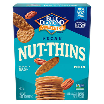 Blue Diamond Almonds, Pecan Thins Gluten Free Cracker Crisps perfect for Snacking, 4.25 oz
