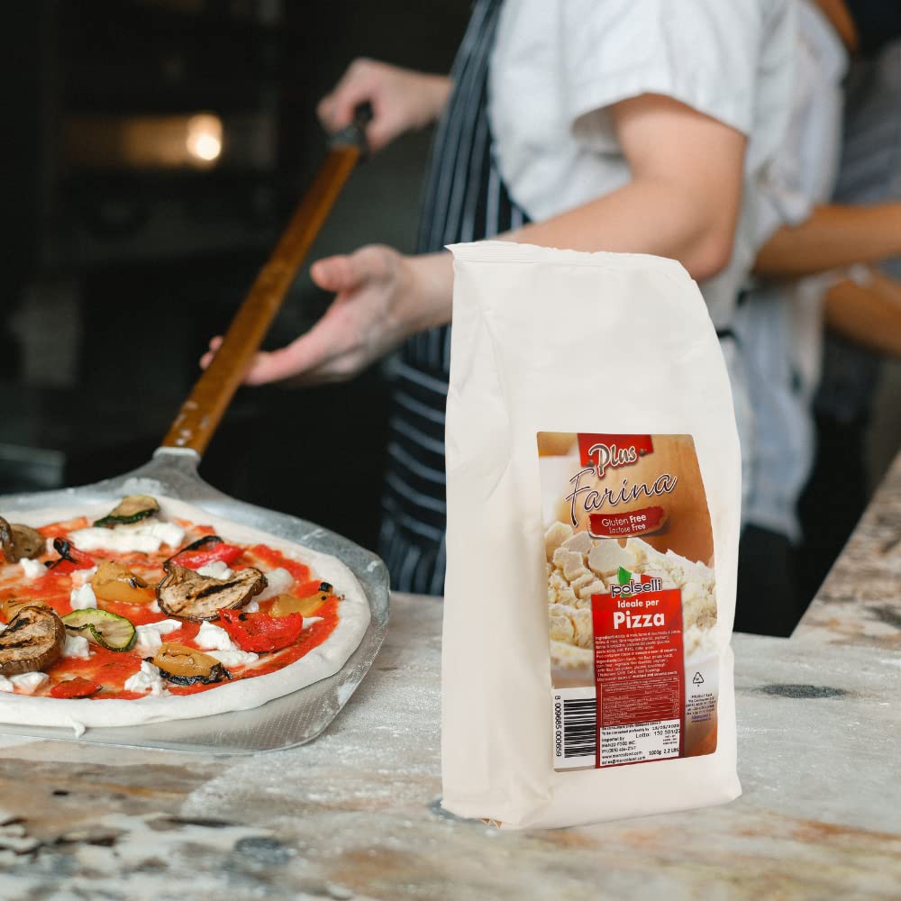 Polselli Gluten Free Flour, Pizza Flour, Lactose Free, 2.2Lb, All Natural, Multi Purpose Flour & Starch Blend For Baking Pizza,
