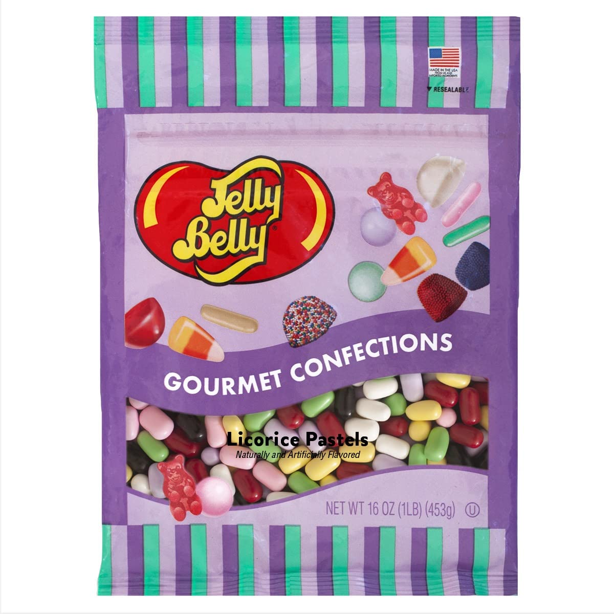 Jelly Belly Licorice Pastels Candy - 1 Pound (16 Ounces) Resealable Bag - Genuine, Official, Straight From The Source
