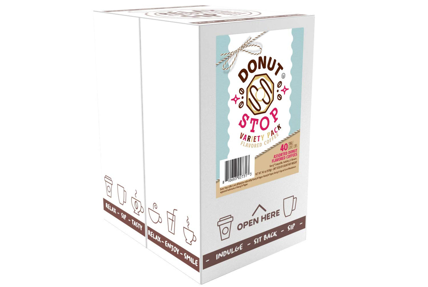 Donut Stop Donut Flavored Coffee Pods, Assorted Variety Pack, 40 Count, Compatible with 2.0 K-Cup malt-inspired
