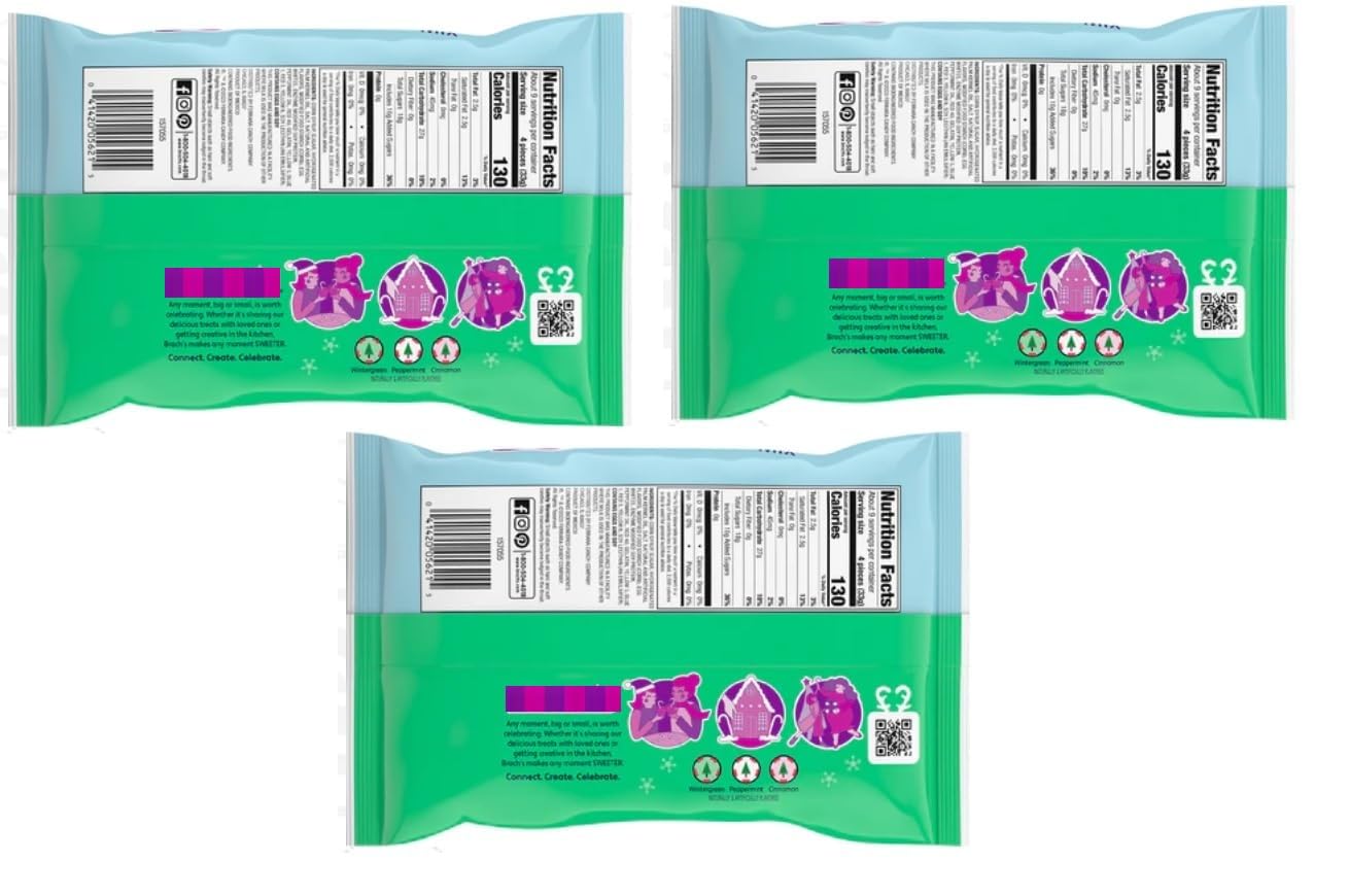 Nougats Mix Candy 30Oz Total - Peppermint, Wintergreen And Cinnamon - Nearly Two Pounds Of Sweet Chewy Christmas Holiday Stockin