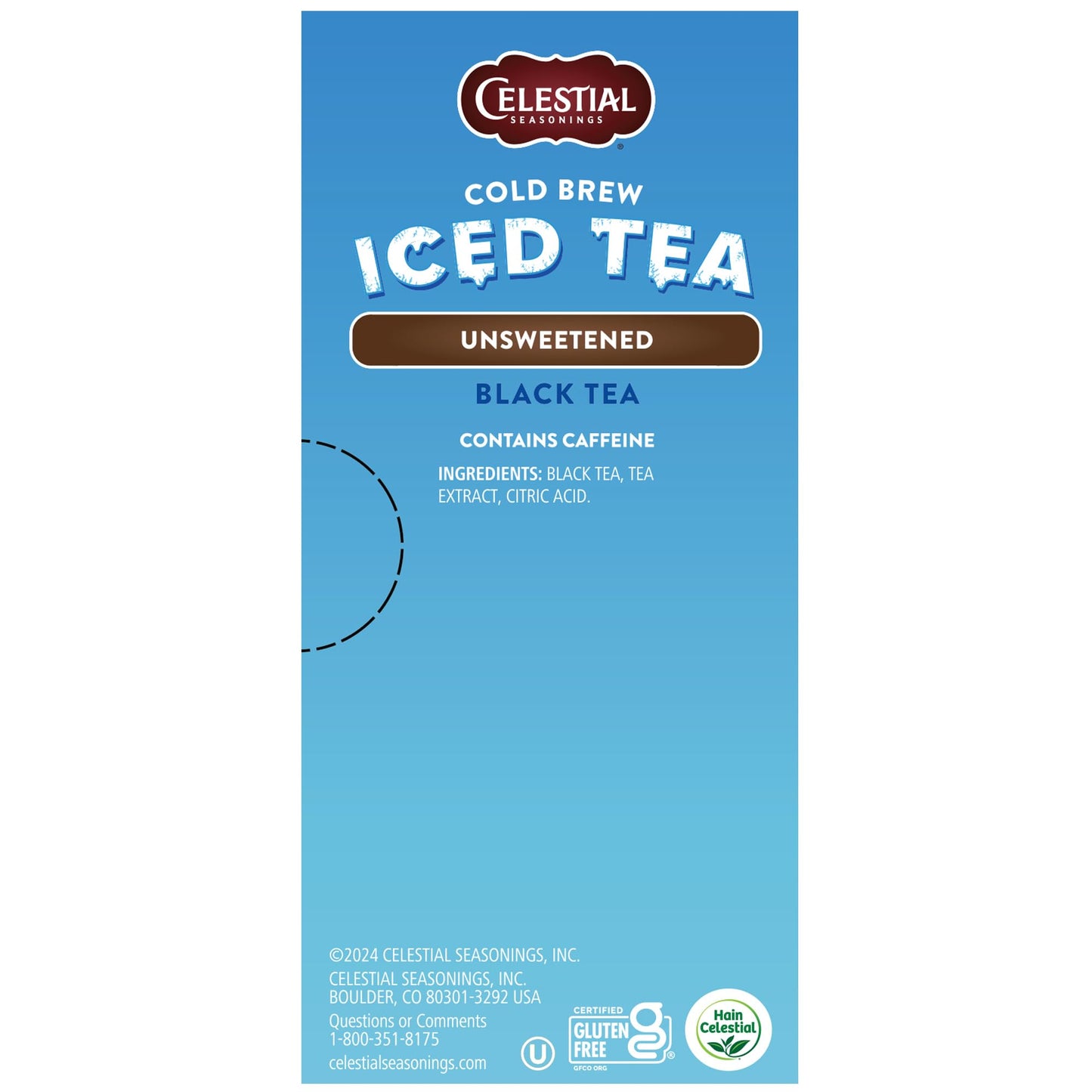 Celestial Seasonings Cold Brew Unsweetened Black Tea Iced 18 Tea Bags