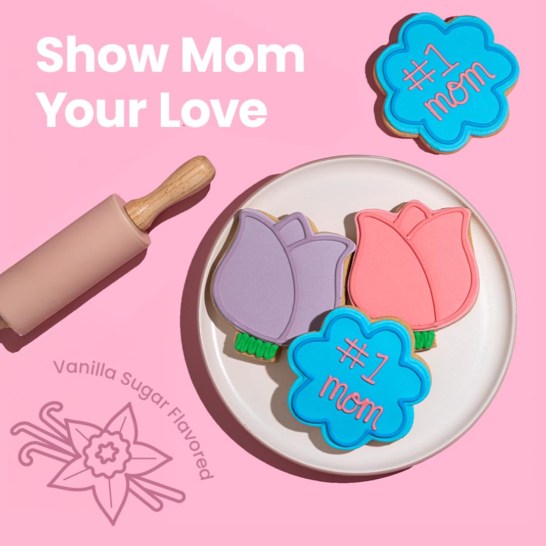 WANDERCRUMB | Mom Birthday Gifts | Hand Decorated Sugar Cookies Gift Set - 3 Pack in Box with Message Card - Birthday Gifts for