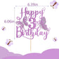 Kaoenla 3D Butterfly Cake Topper, Glitter Theme for 3rd Birthday, Purple Paper Decor