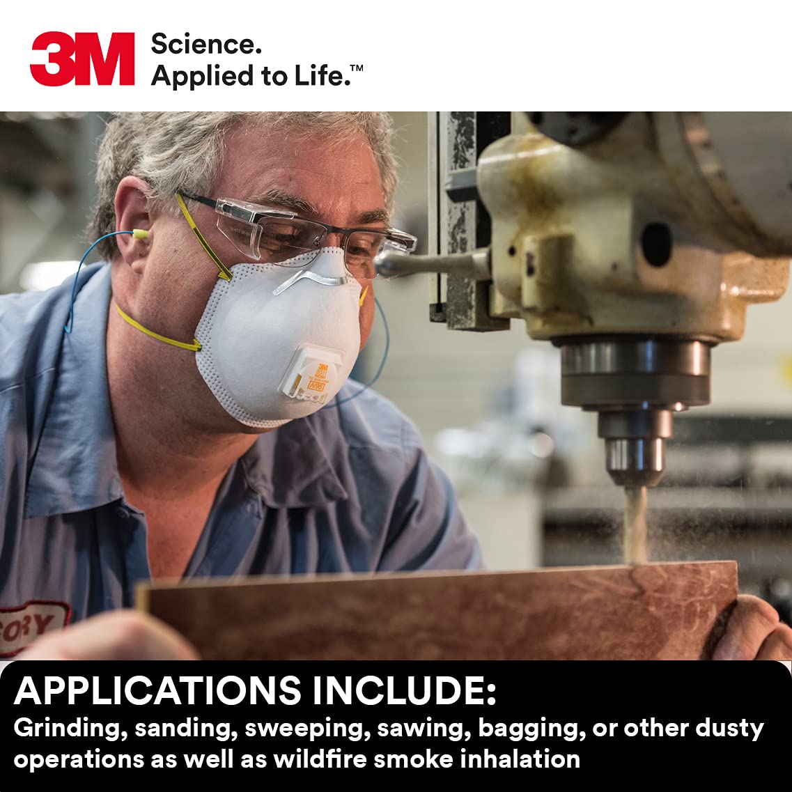 3M 8511 Particulate Disposable Respirator, N95, Pack Of 80, Niosh Approved, Cool Comfort And Fewer Pressure Points With Dual Point Attachment For Grinding, Sanding, Sawing, Sweeping, Dust, Smoke