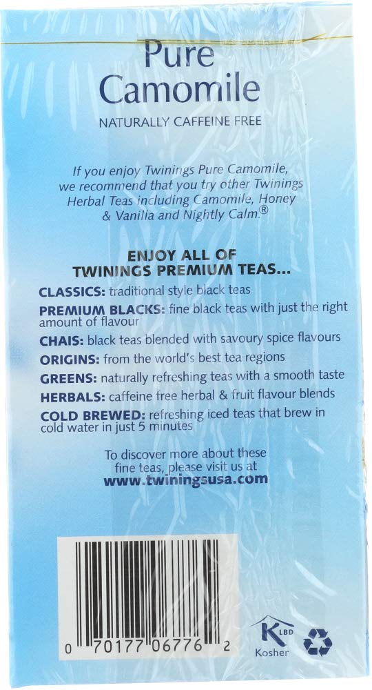 Twinings Pure Camomile Tea - Herbal Tea Bags, 60 Count (3x20 Bags)