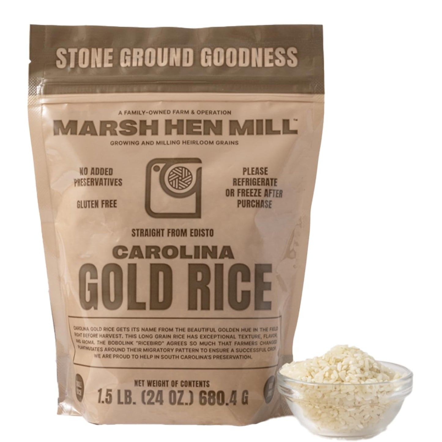 Geechie Boy Mill Carolina Gold Rice - 1.5 Pound (Pack of 1) - Premium Quality Southern Rice