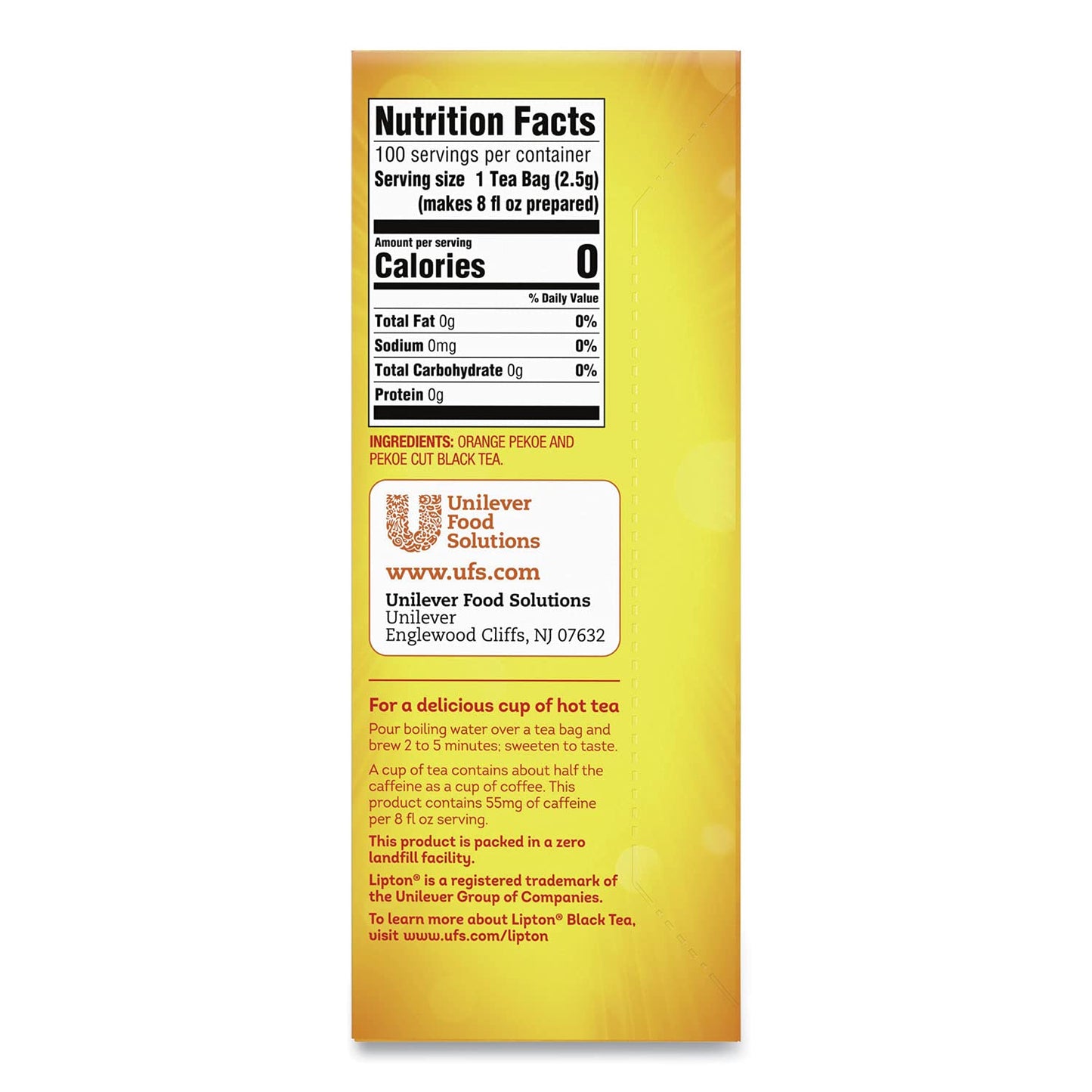 Lipton Black Tea, 100 Bags Per Box