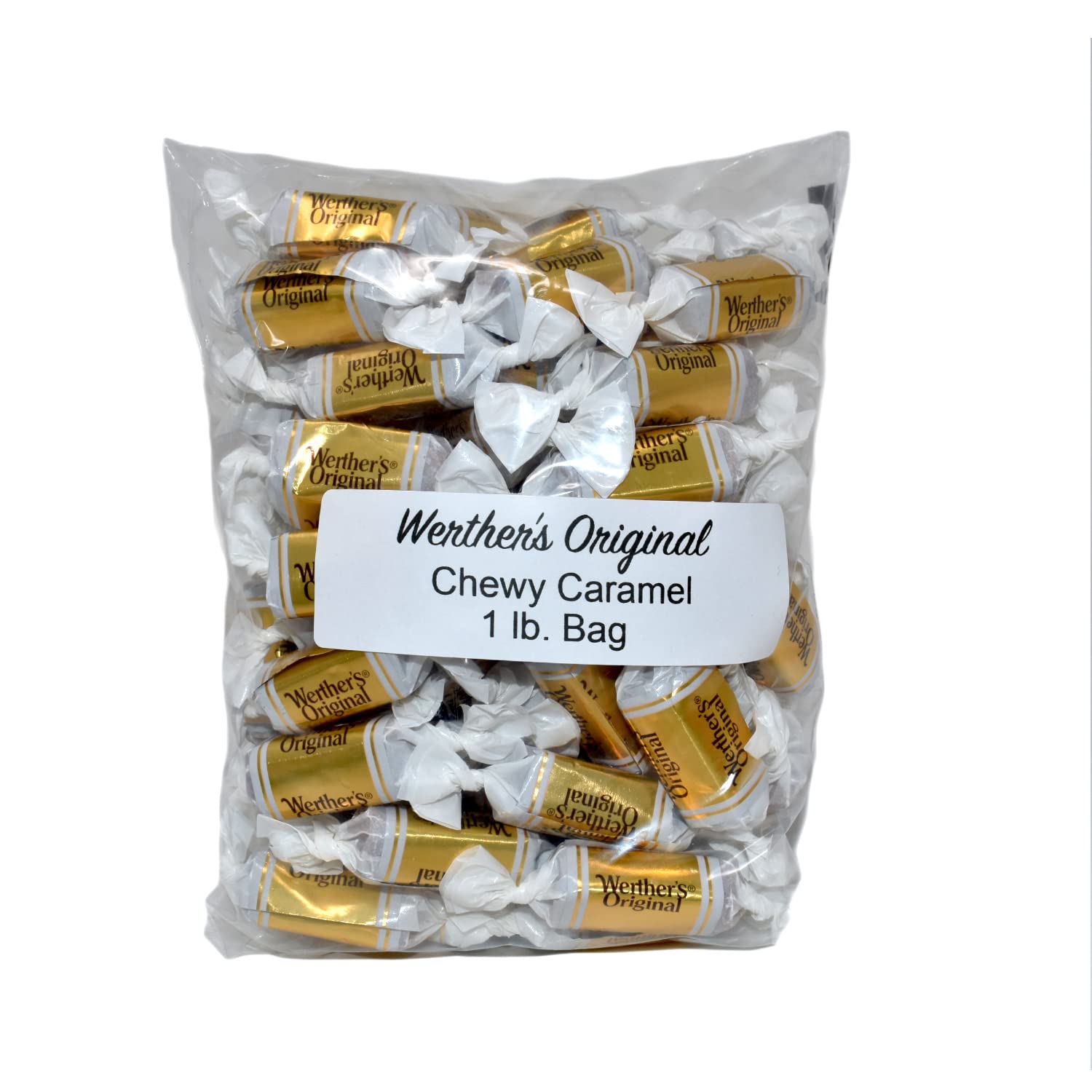 Aromatik Bulk Werthers Original Hard Candy, Individually Wrapped, 1 lb Resealable Pouch, Chewy Caramel