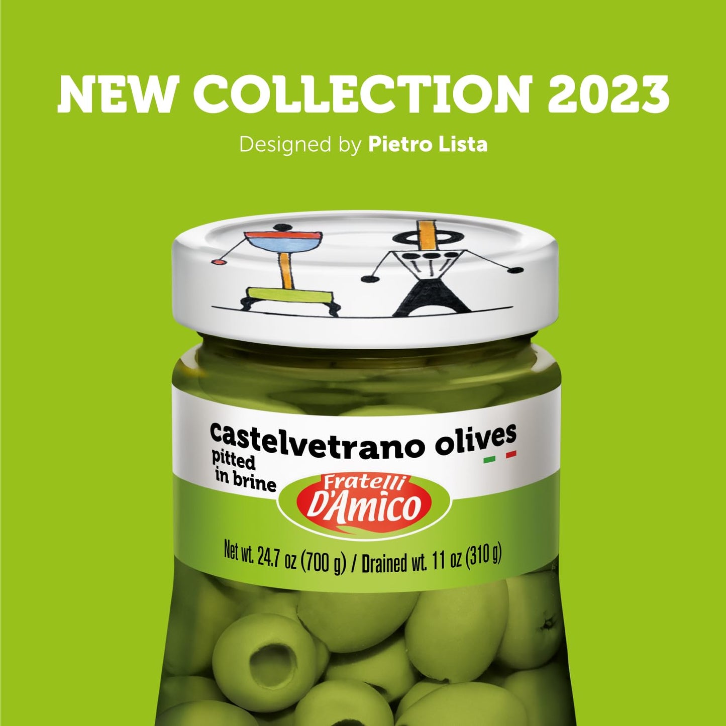 FRATELLI DAMICO Castelvetrano Green Olives, Premium Quality, 24 oz, Imported from Italy