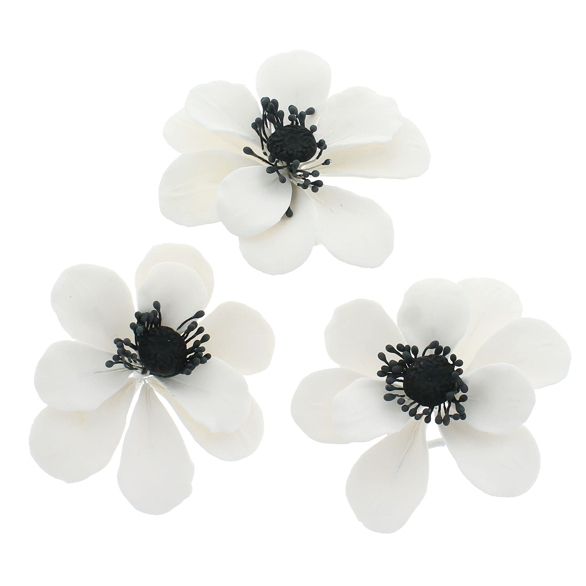 Global Sugar Art Poppy Anemone Sugar Cake Flowers White with Black Center, 3 Count by Chef Alan Tetreault