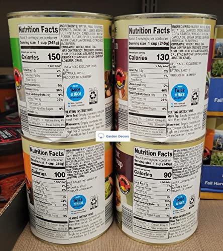Deutsche Kuche 4 Kinds Of Soup: Hearty Pea, German Bean, Harvest Potato, Fall Harvest Vegetable, 28Oz 794G (Four Cans)