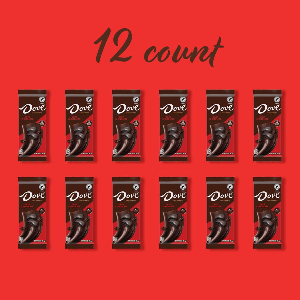 DOVE Dark Chocolate Bars - 3.3 Ounce Bar, Pack of 12, Model 10040000541445