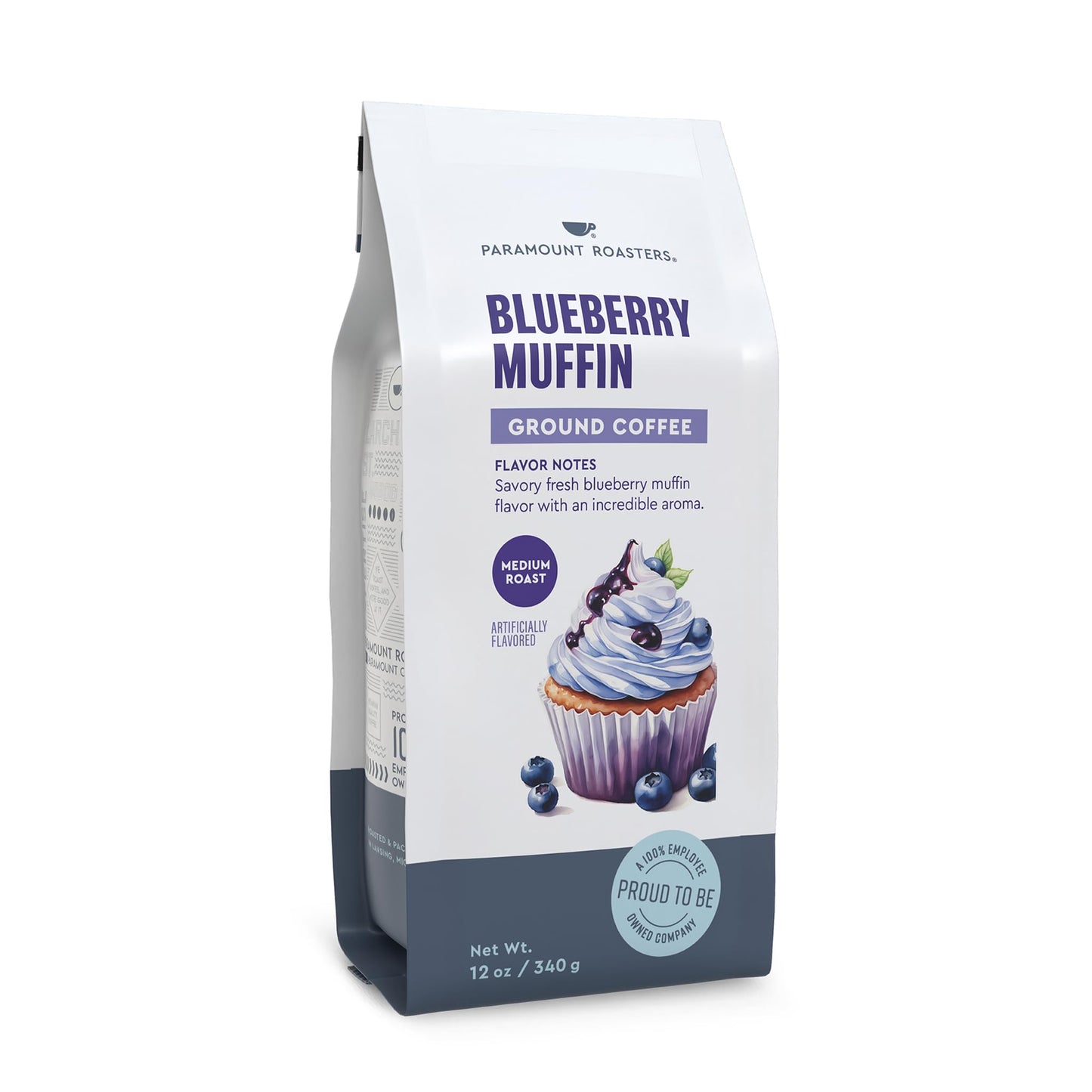 Paramount Roasters Blueberry Muffin Flavored Ground Coffee, Medium Roast, 12 oz