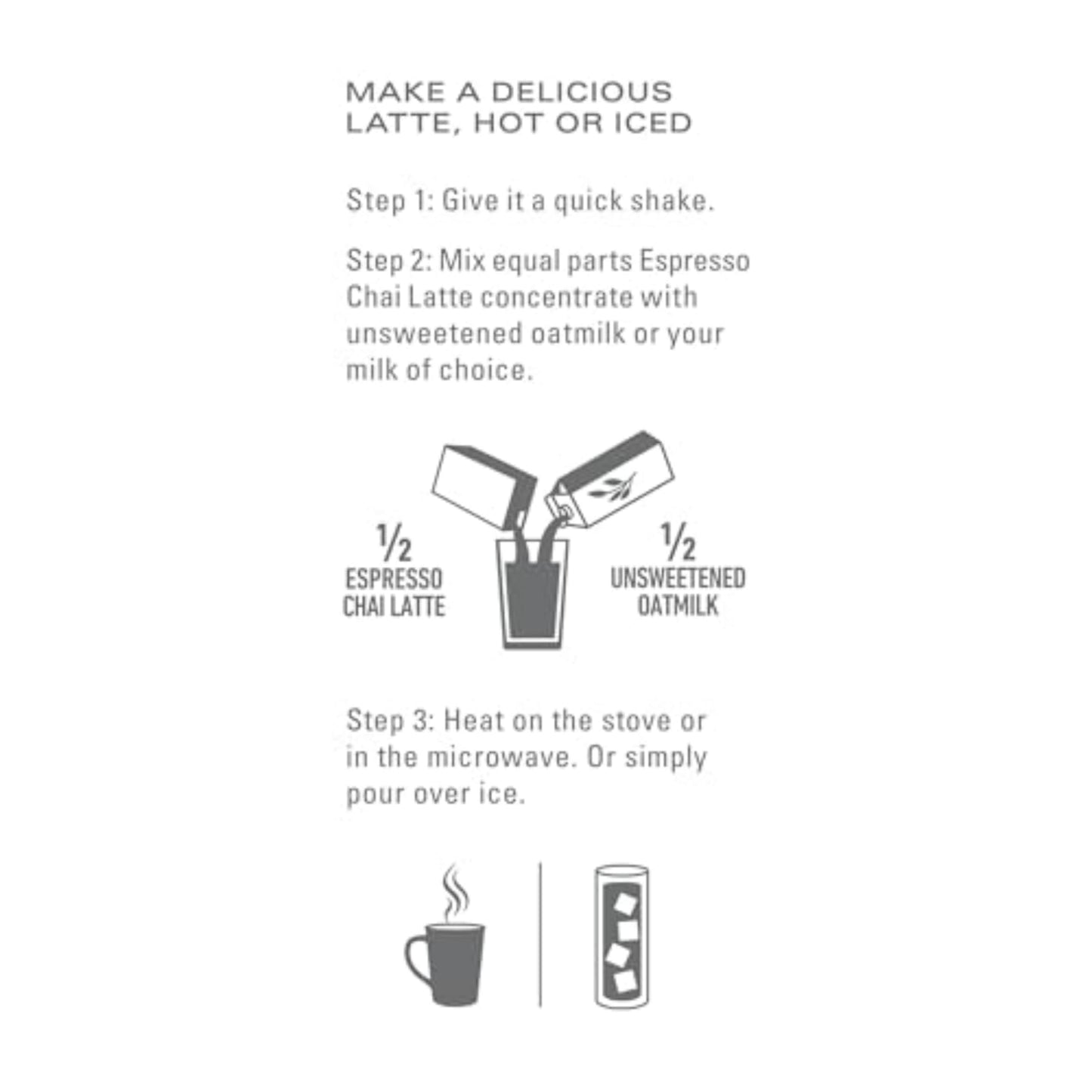 TAZO Espresso Chai Latte  Black Tea Concentrate  Easy to Serve Espresso Chai Tea for Everyday Cafe Style Lattes  Hot or Iced Coffee-like experience  Barista Approved  32oz Tea Mix Carton