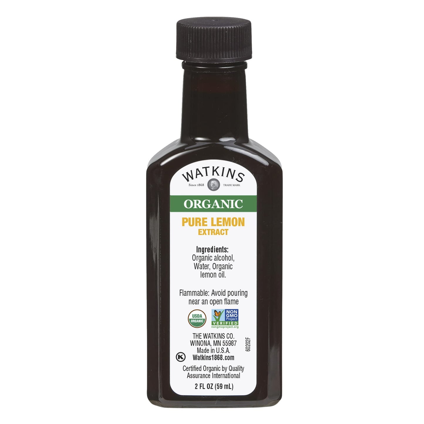 Watkins Organic Pure Lemon Extract, 2 oz, Pack of 12 - Natural Flavoring for Baking and Cooking, Gluten-Free, Non-GMO