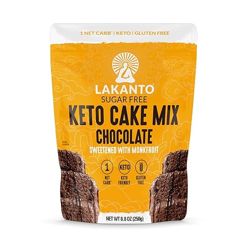 Lakanto Sugar Free Keto Cake Mix - Sweetened With Monk Fruit, Gluten Free, 1 Net Carb, Keto Diet Friendly, Delicious - Chocolate