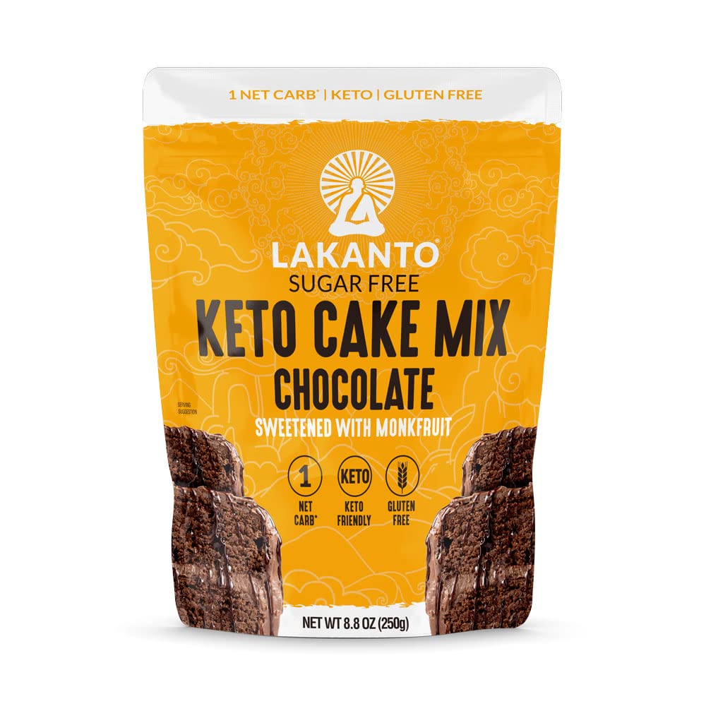 Lakanto Sugar Free Keto Cake Mix - Sweetened With Monk Fruit, Gluten Free, 1 Net Carb, Keto Diet Friendly, Delicious - Chocolate