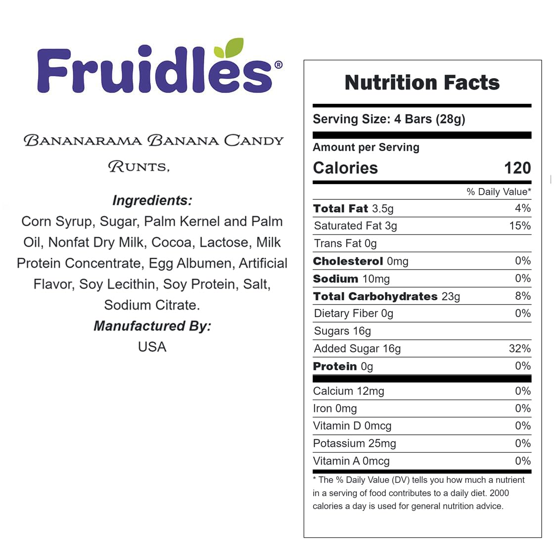 Fruidles Bananarama Banana Candy Runts, Hard Candy Treats, Kosher Certified, Family Size Party Bag (Yellow Banana Runts, 2 Pound