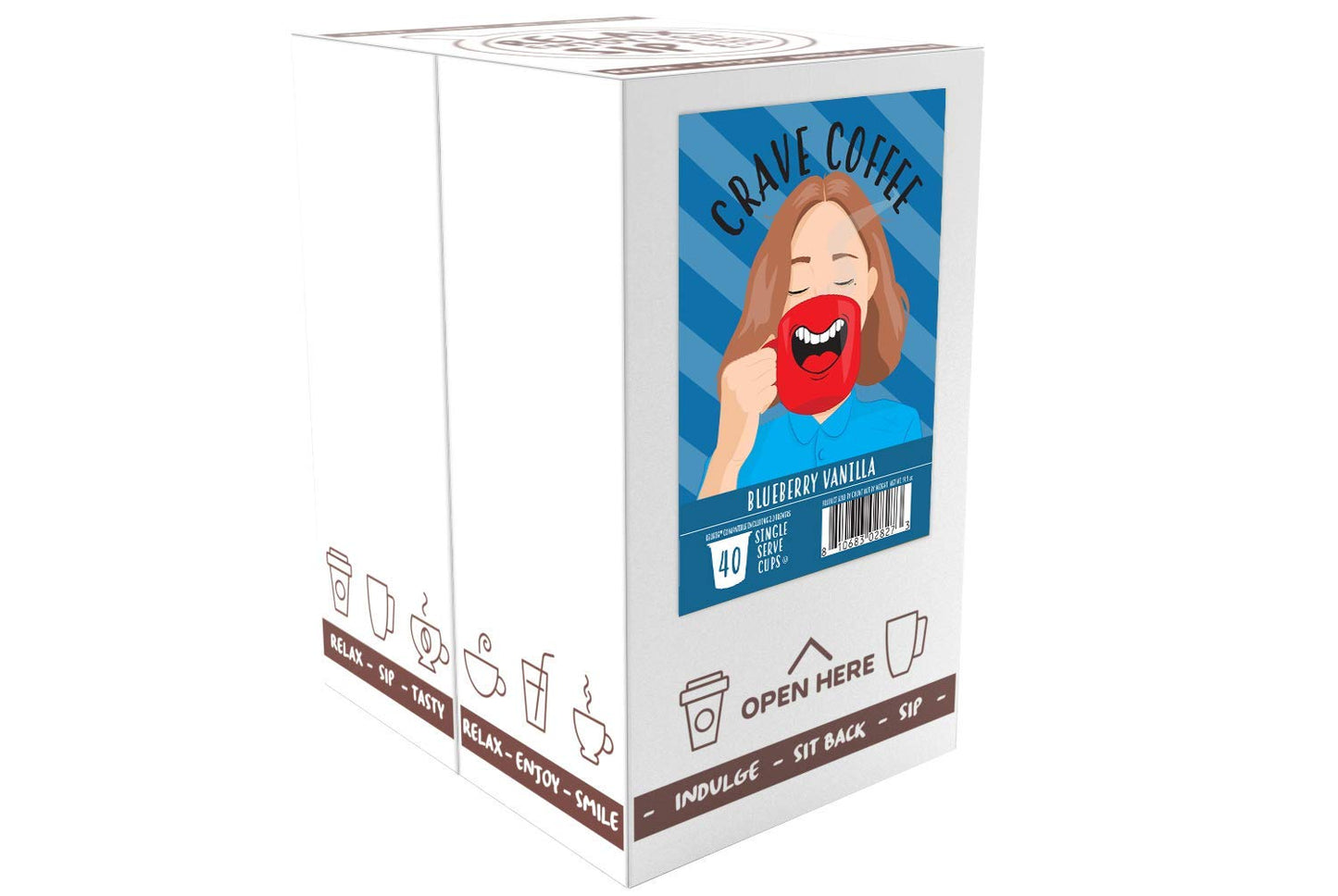 Crave Beverages Flavored Coffee Pods Compatible with 2 K-Cup malt-inspired, 40 Count, Blueberry Vanilla