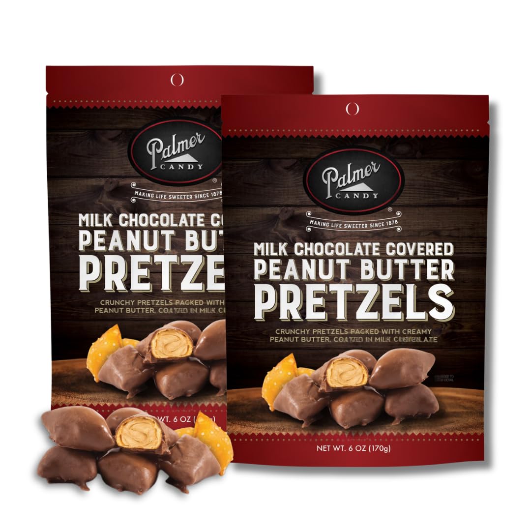Palmer Candy - Milk Chocolate Peanut Butter Pretzels - Gift Pack Of 2, 6 Oz. Bags By Lyzas Sweets &  