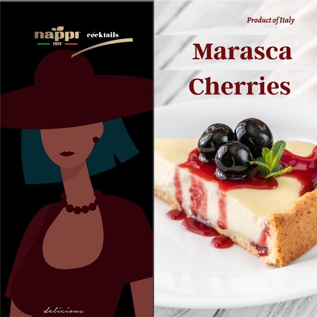 Nappi 1911 Marasca Cherries in Syrup, Sweet and Sour, 14.10 oz, Premium Quality, Product of Italy