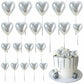 Beishida 20 Pcs Silver Heart Cake Toppers 3D Heart Cake Toppers Foam Toppers Cake Decoration Happy Birthday Cake Diy Cake Insert