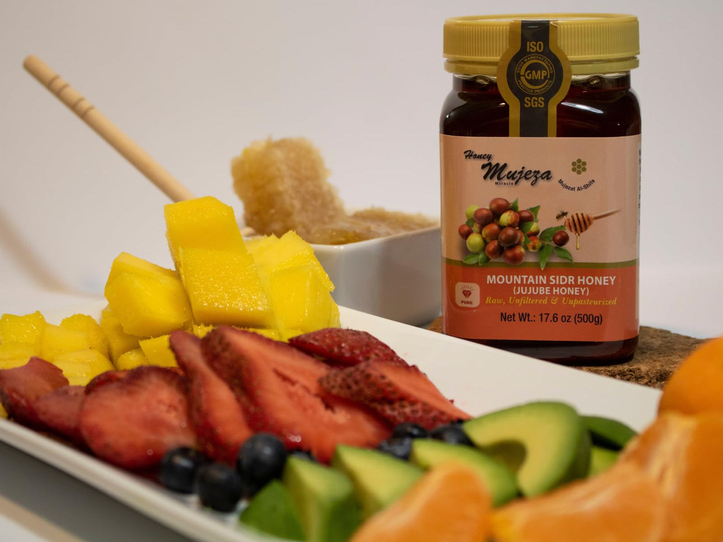 Authentic Mountain Sidr Honey by Mujeza Al Shifa - 100% Natural Jujube Honey, 500g (17.6oz), Gluten Free, Raw Liquid