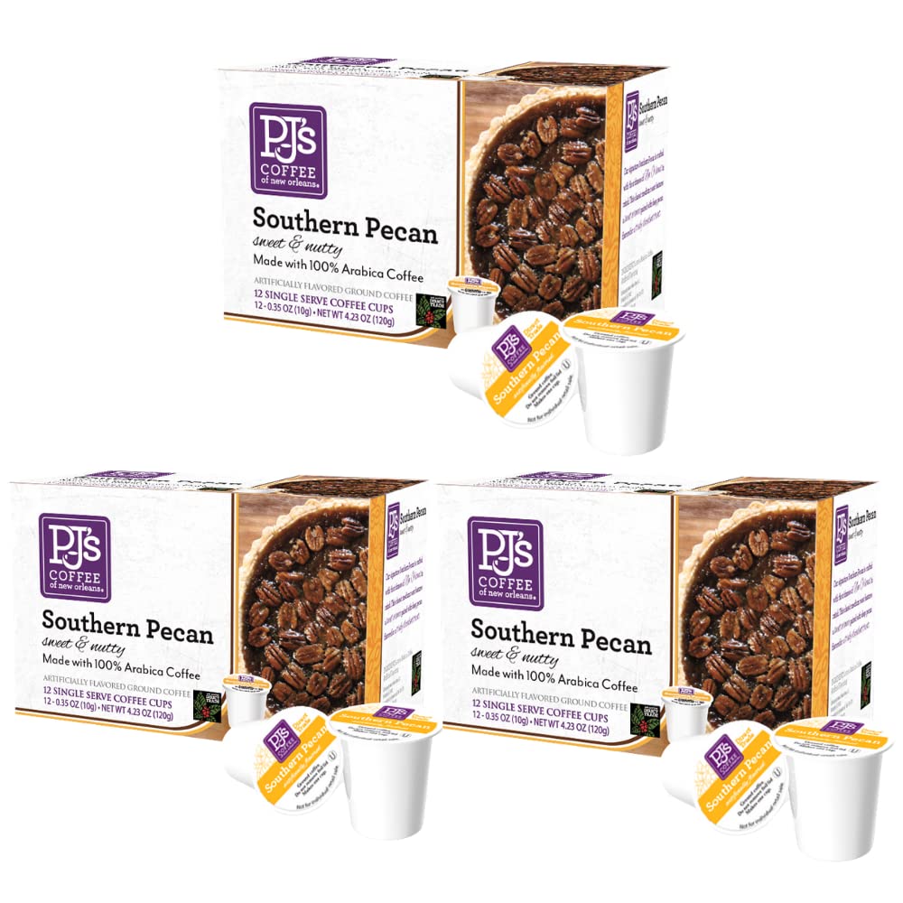Pj'S Coffee Southern Pecan Single Serve Cups - 3 Pack, 12 Count - Bold Nutty Flavor