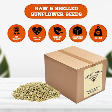 Presto Sales Raw Shelled Sunflower Seeds, Vegan, 10 LB Resealable Pouch